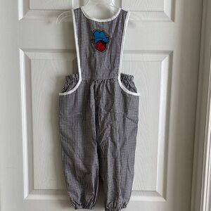 Rare Vintage NWT OshKosh Ladybug Gingham Rhomper/Overalls